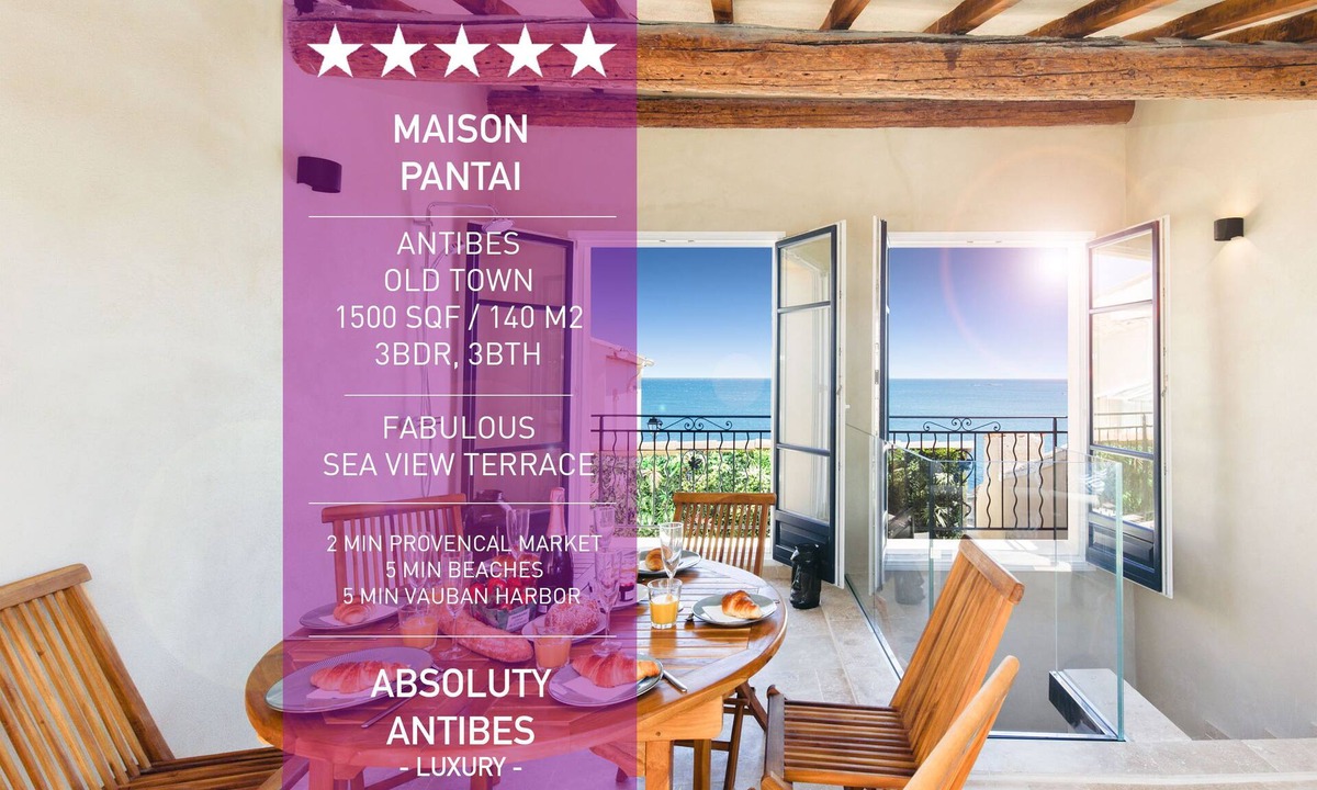 Antibes Old Town House | 🌞 NEW 🏖️ - Luxury Townhouse 1500 sqf with 1st row Sea View Terrace 🌅