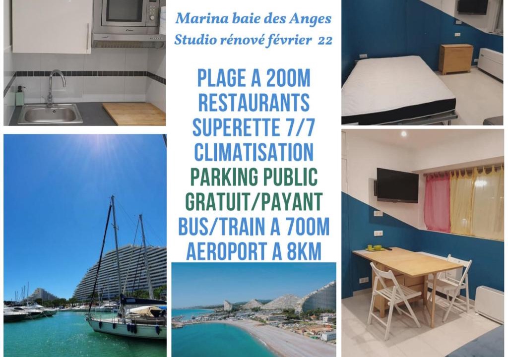 Villeneuve Loubet Beach Apartment | Studio Apartment between Nice and Cannes - Marina baie des Anges - Beach, restaurants, shops - tea/coffee/sugar/bed linen and towels