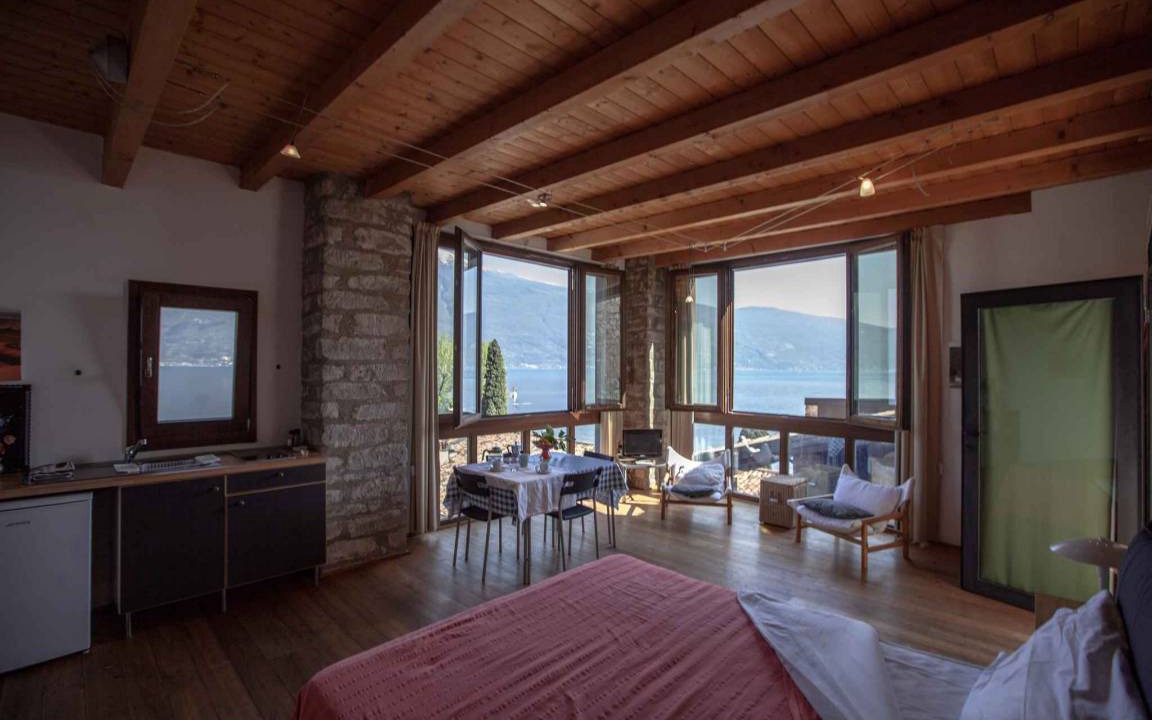 Tignale Apartment | Studio rustically furnished, overlooking lake and with terrace