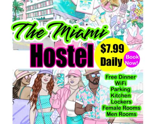 Davenport Hostel | The Miami Hostel - Free Dinner - Women Rooms -Men Rooms -Fast Wi-Fi - Free Coffee - 24hr check in Available