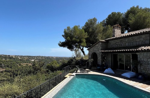Vence House | Character stone house - Exceptional view 180 ° sea and mountain
