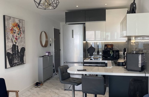 Villeneuve Loubet Beach Apartment | Ocean front view in fully renovated studio