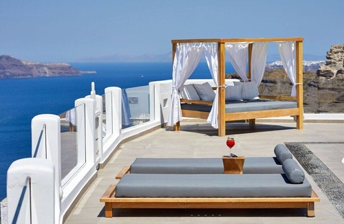 Santorini Villa | Villa Sapphire Heated Pool Sea View Indoor Hot Tub