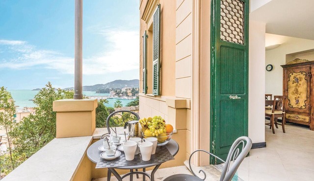 Beach front apartment in Rapallo GE with swimming pool