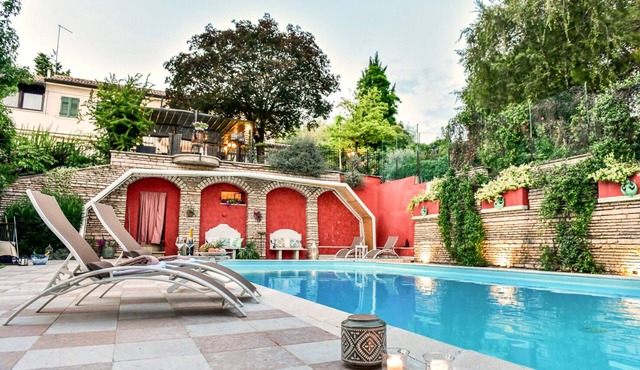 Elegant villa with a park, large private pool, outdoor games, and fitness facilities