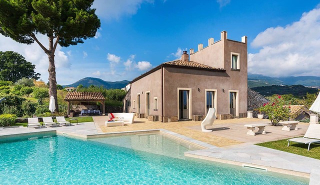 Luxury private villa with sea views on Mt Etna