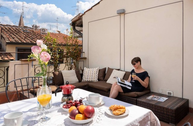 The apartment consists of a double bedroom, a comfortable living room with a sofa, a kitchen furnished in the Florentine style and equipped with all necessary utensils, and a bathroom. The apartment has been recently renovated.