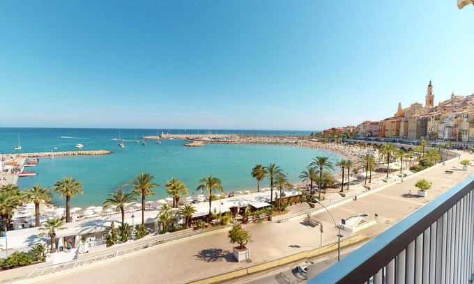 Menton Apartment | Stunning 1-Bedroom Apt with Sea View, Terrace, and Private Parking - Menton, Garavan Area