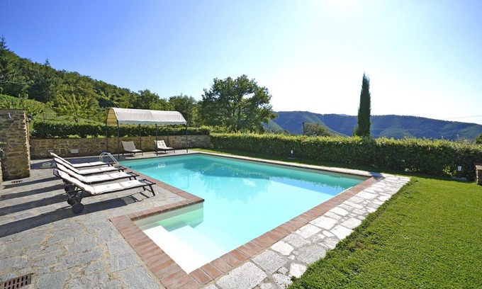 Pieve di Chio Villa | Wonderful private villa with WIFI, A/C, private pool, TV, patio and panoramic view, close to Cor.